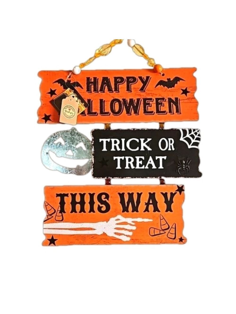 Hand Crafted Halloween Sign Decorative Pumpkin Black Wall Decor